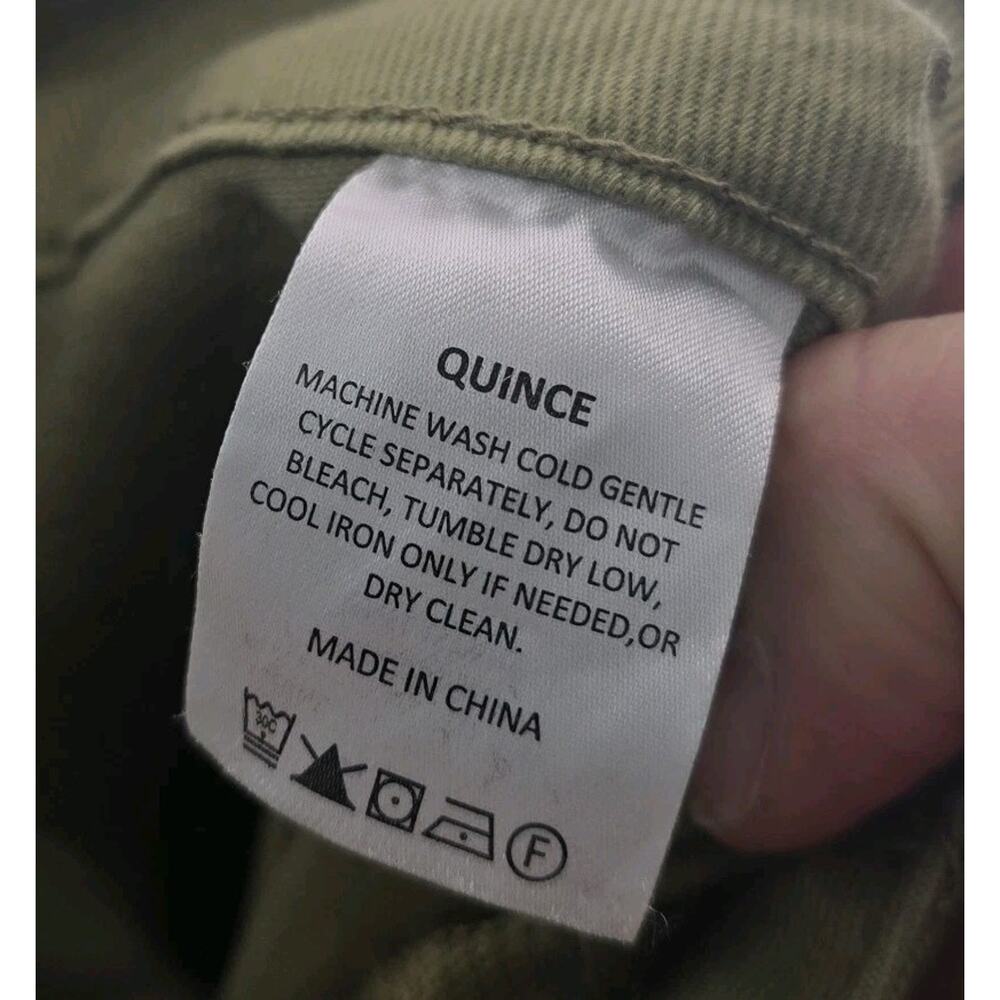 Quince Jeans Womens 32 Green High Rise Wide Leg Crop Pants Twill Olive - Picture 10 of 13